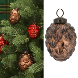 Christmas tree hanger cone, brown, small, 5x8cm