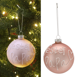 Christmas tree bauble Best Dad, pink, approx.8cmD