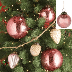 Christmas tree ball crackle, pink, small, approx.8cmD
