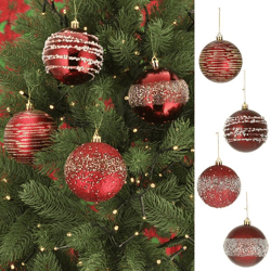 Christmas tree bauble, dark red, 4/s, approx. 8cmD