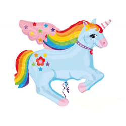 Einhorn mit Flügeln - Hellblau - Folienballon - 68 cm