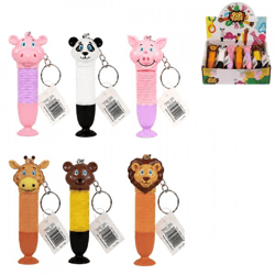 Fidget-Schlüsselanhänger „Pop Tube“ – Tiere, 10 cm, 6er-Set (gemischt)