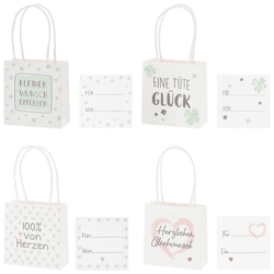 Gift Bag with Sayings, 4/sheet, approx. 10x10 cm
