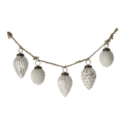 Garland cone ornament, white-silver, approx. 50cmL