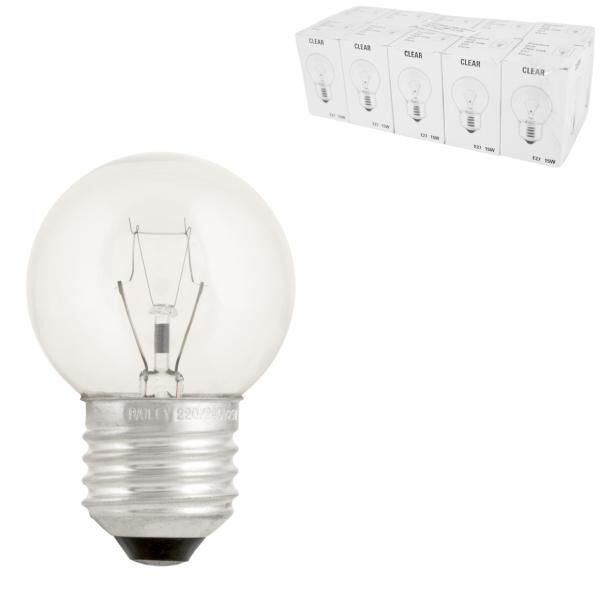 Glühbirne Kugel transparent E27 230V 15W