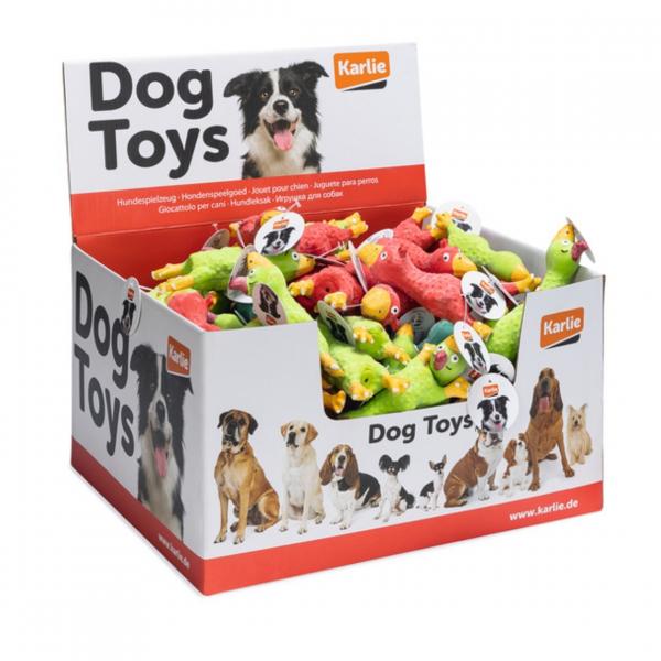 Hundespielzeug „Piep-Tier“ Vogel, 12 cm, 4er-Set (gemischte Farben)