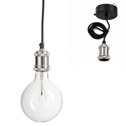 J-Line Hängeleuchte aus Metall, nickelfarben, 200 cm