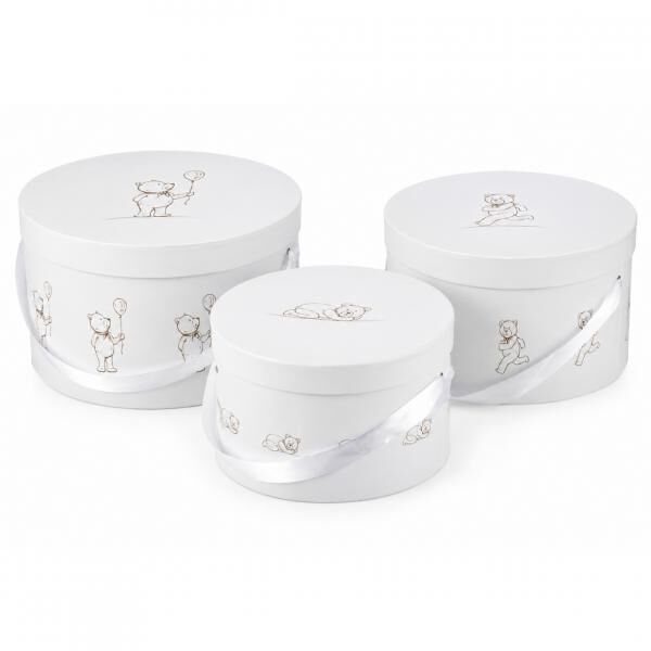 J-Line Bear White Storage Boxes, 31.5 cm, Set of 3