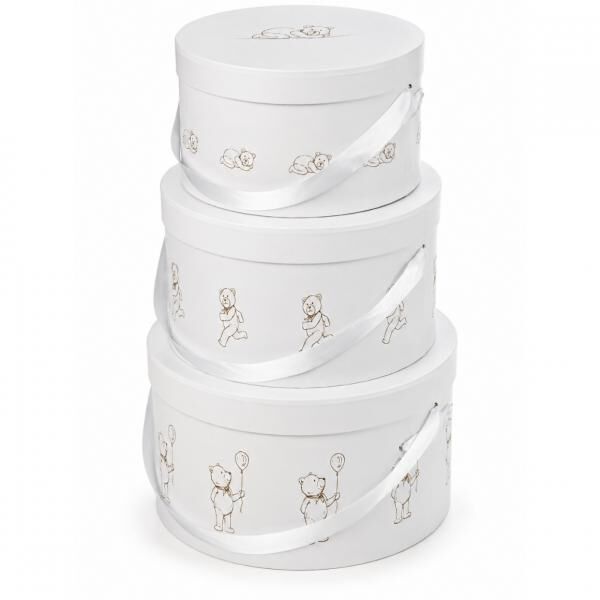 J-Line Bear White Storage Boxes, 31.5 cm, Set of 3