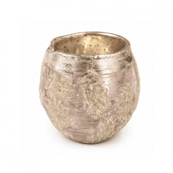 J-Line Teelichthalter „Frosty“ aus Glas, rosa, 9 cm