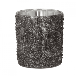 J-Line Teelichthalter „Glitter“, anthrazit, 10 cm