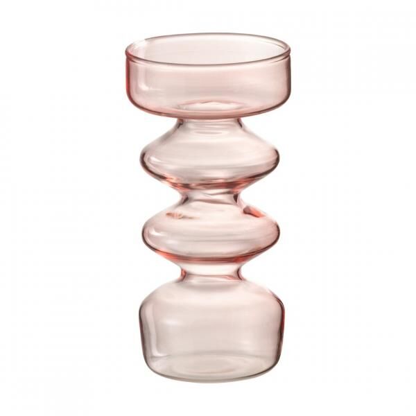 J-Line Vase „Luna“, Glas, rosa, 14 cm