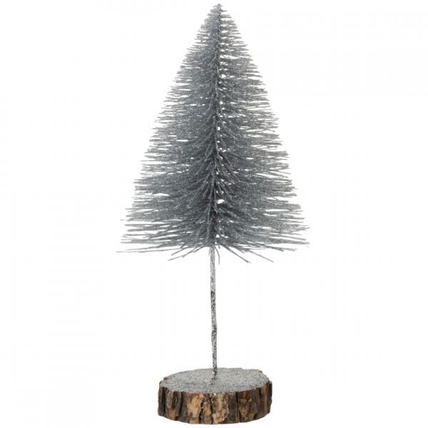 J-Line Christmas Tree on Stand, Glitter Silver, 35 cm