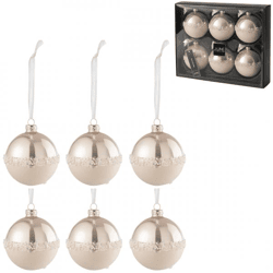 J-Line Weihnachtskugeln aus Paillettenglas, rosa, 8,5 cm, 6er-Set