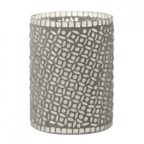 J-Line Windlicht „Pattern“, grau, 17 cm