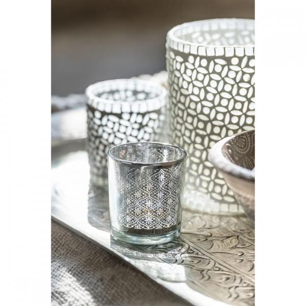 J-Line Windlicht „Pattern“, grau, 17 cm