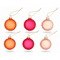 Weihnachtskugel Glas Macaron orange 6 cm Satz von 6