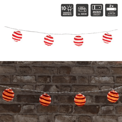LED string lights, balls, red/white, soft, approx. 165 cm long