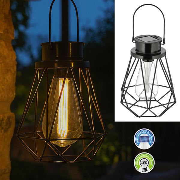 LED Solar Lantern, black, approx. 18 cm H