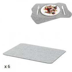 Premium Light Gray Felt Placemats, 45 x 32 cm, Set of 6