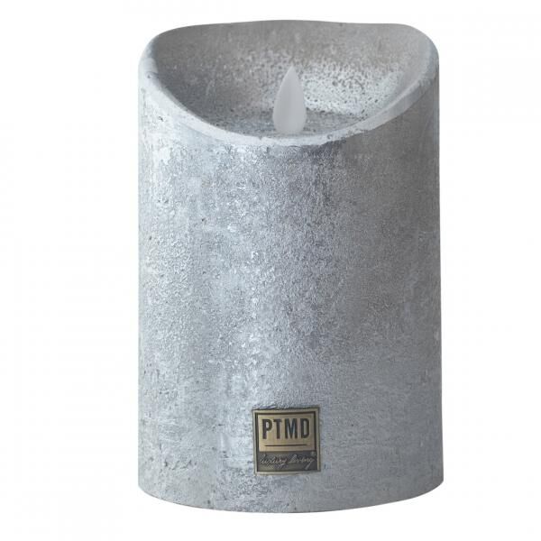 PTMD LED-Stumpenkerze, batteriebetrieben, L, silberfarben, 10 x 15 cm