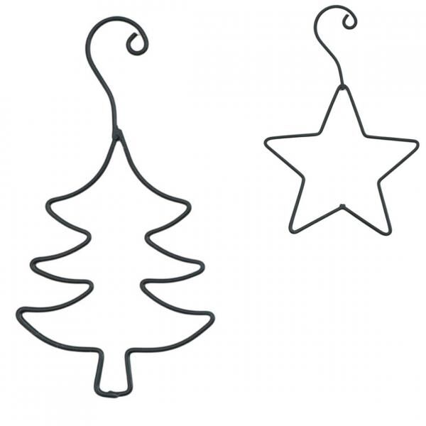 Stern Fabrik Weihnachtsanhänger aus Metall, 14 cm, 2er-Set, sortiert