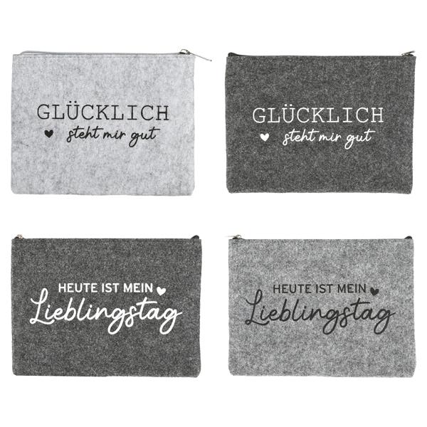 Tasche Filz mit Spruch 4/s ca. 21,5 x 15,5cm 