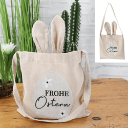 Tasche frohe Ostern mit Hasenohren, ca.24x24cm