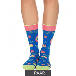 1 Paar Moustard Digipet Baumwoll-Socken Tamagotchi Design Retro-Gameplay gemusterte lange Strümpfe 22S-DIGI Dunkelblau/Rosa/Gelb
