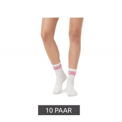 10 Paar bequeme ZWILLINGSHERZ Damen Socken Tennis-Socken mit Leoparden-Muster Alltags-Strümpfe Baumwoll-Socken 4603S K248144 Weiß/Pink