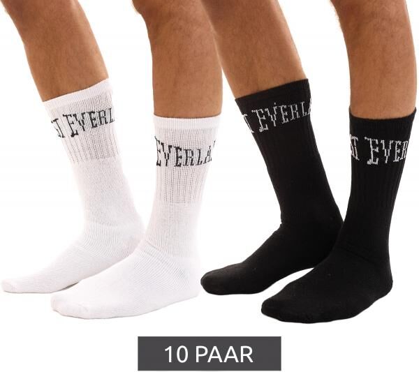 10 Paar EVERLAST Herren Sport-Socken mit Baumwollanteil Damen Socken lange Str&uuml;mpfe OEKO-TEX Standard EVL1TENX Wei&szlig; oder Schwarz