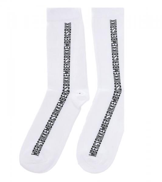2 Paar BIKKEMBERGS Herren lange Sport-Socken mit Markenschriftzug Baumwoll-Str&uuml;mpfe BK016 Wei&szlig;/Schwarz