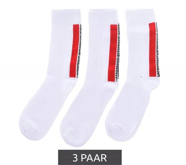 3 Paar BIKKEMBERGS Herren Tennis-Socken mit Markenschriftzug Baumwoll-Str&uuml;mpfe BF_009 Wei&szlig;