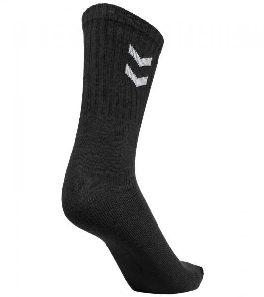 3 Paar hummel Damen & Kinder Basic Damen Crew-Socken mit Kontrastwinkel Kinder Baumwoll-Str&uuml;mpfe Sport-Socken 022030-2001 Schwarz
