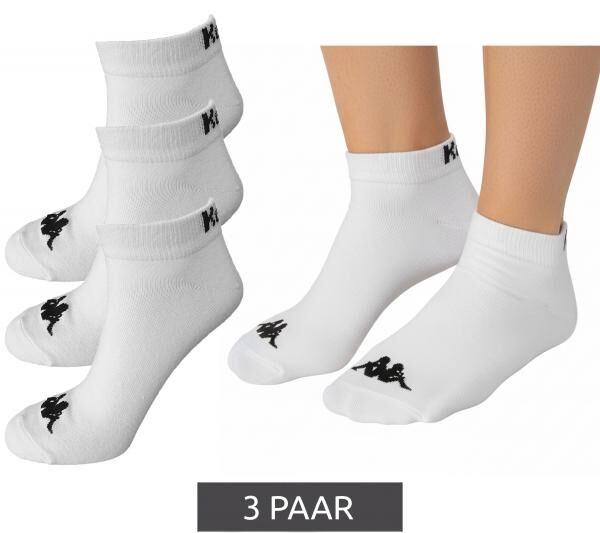 3 Paar Kappa Sportsocken Sneaker-Socken Baumwoll-Str&uuml;mpfe mit Logo 3112YCW A00 Wei&szlig;