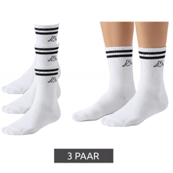 3 Paar Kappa Tennis-Socken Baumwoll-Strümpfe mit Markendruck Alltags-Socken 371E7JW A00 Weiß