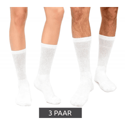 3 Paar kreislauffreundliche SOCKSWEAR Diabetiker-Socken Damen und Herren Baumwoll-Strümpfe mit Komfortbund 7673244 Weiß