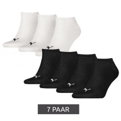 7 Paar PUMA Kinder Baumwoll-Socken schlichte Sneaker-Socken Kurz-Socken Strümpfe 70122094 001 Schwarz/Weiß