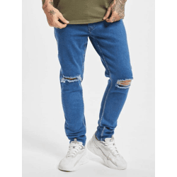 bequeme 2Y Premium Herren Jeans Skinny Fit Reißverschluss Taschen mit Baumwolle Blau