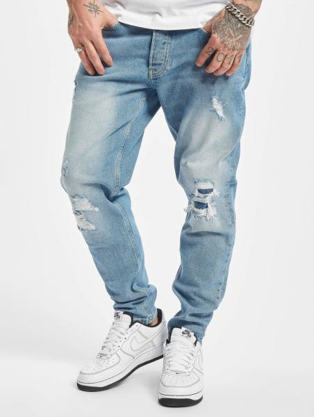 bequeme 2Y Premium Herren Jeans Slim Fit Stretch Denim mit Baumwolle Blau