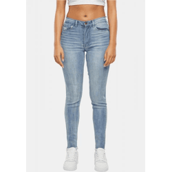 bequeme Karl Kani Damen Jeans Skinny Fit gesteppt mit Baumwolle Hell-Blau