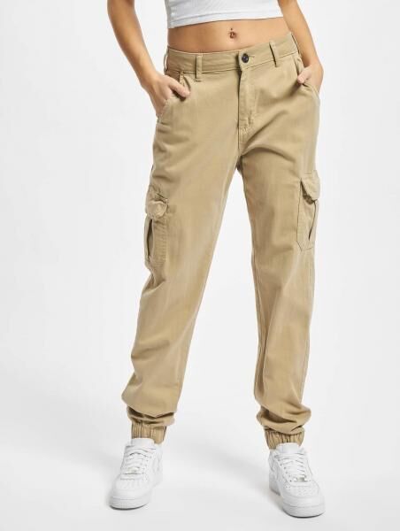 bequeme Urban Classics Damen Jeans Denim-Hose mit Stretch Baumwoll-Hose Beige