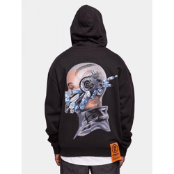 bequemer Forgotten Faces Herren Hoodie Kordelzug Kapuze 460 g/m² mit Baumwolle Schwarz