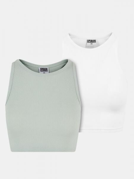 bequemes Urban Classics Damen T-Shirt Stretch 180 g/m&sup2; mit Baumwolle Pastell-Gr&uuml;n/Wei&szlig;