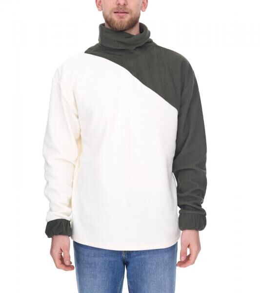 Denim Project Men's Fleece Sweater, Simple Turtleneck Sweater DP-10023-123 586 White/Green