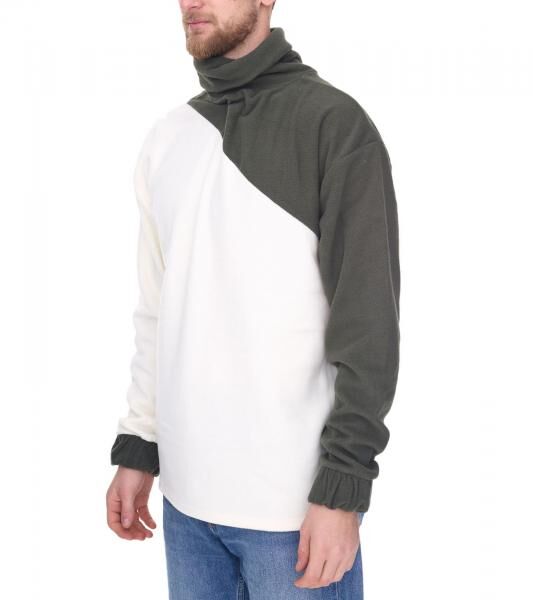 Denim Project Men's Fleece Sweater, Simple Turtleneck Sweater DP-10023-123 586 White/Green
