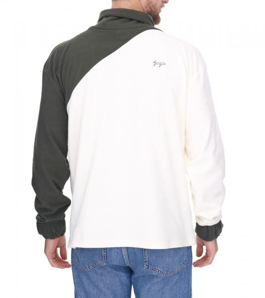 Denim Project Men's Fleece Sweater, Simple Turtleneck Sweater DP-10023-123 586 White/Green