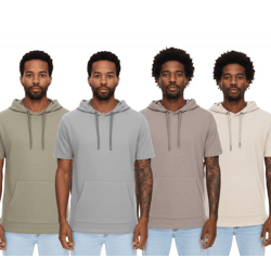 EIGHT2NINE Herren Kapuzen-Pullover kurzärmliger Baumwoll-Hoodie T-Shirt Hoody Sommer-Hoody H10014L22462AEN Hellgrau, Khaki, Braun oder Bei