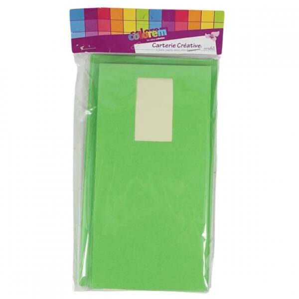 Invitation cards and envelopes green 5 pcs.