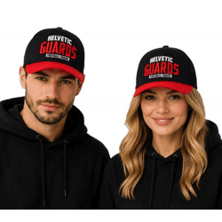 European League of Football Helvetic Guards Unisex Trucker Cap Snapback mit Mesh Schwarz/Rot 